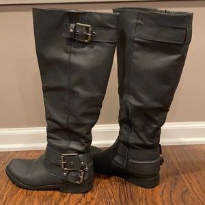 Smoked blue tall boots